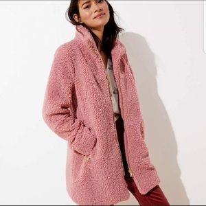 LOFT Petites Pink Teddy Coat